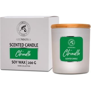 Duftkerze Citronella 200 g - Zitronella Kerze - Aroma Candle - Aromatherapie Sojawachs Kerze - Aromatherapie - Kerzen für Raumduft mit Citronella - Duftkerze im Glas - Idee für Muttertag - Geburtstag