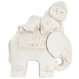 DKD Home Decor Dekofigur Antik Finish Elefant Orientalisch Weiß Magnesium (42 x 24 x 46 cm)