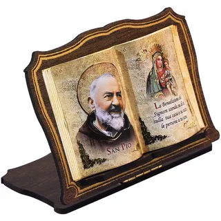 KUSTOM ART Cucuba Sopramöbel San Padre Pio Typ Libricino Bedruckt Auf Holz Klappbar mit Einsätzen Goldverzierung 17x12cm