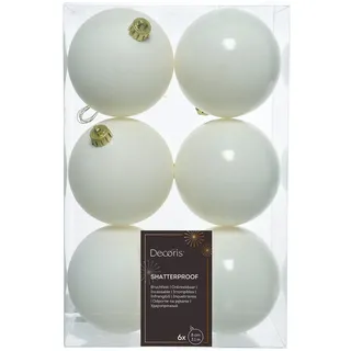 Christmas Decoration Weihnachtskugeln Kunststoff 8cm 6 Stück - Wollweiß - Weiß