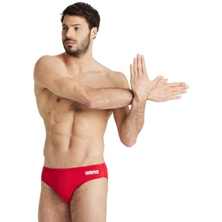 Arena Herren Mens Team Swim Briefs Solid Badehosen Slip, Red-White, - 7