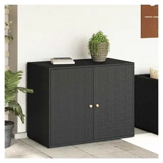 Gartenschrank aus PE-Rattan mit großem Stauraum, schwarz, 100 x 55,5 x 80 cm - Regenfest für den Außenbereich