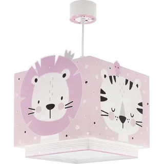 Dalber Lampe kinderzimmer, kinderlampe Pendelleuchte Hängelampe, Deckenleuchte Kinder, Deckenlampe kinderzimmer Baby Jungle Tiere Dschungeltiere Rosa, 63112S, E27