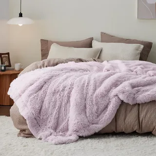 BEDSURE Kuscheldecke - Flauschig Decke, Warm Sherpa Sofadecke, Dicke Felldecke, Couchdecke, Flauschige Kunstfelldecke, Wohndecke für Couch, Lila, 220x240 cm