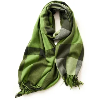 QDLTGBD Damen schals Schal Plaid Print Tassel Modisch Warm Hals Frauen Geschenk-grün