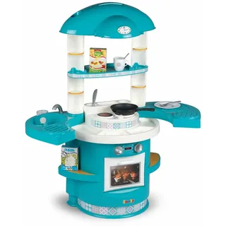Kinder Spielküche türkis Kinderküche Kochfeld Backofen Pfanne Geschirr Besteck