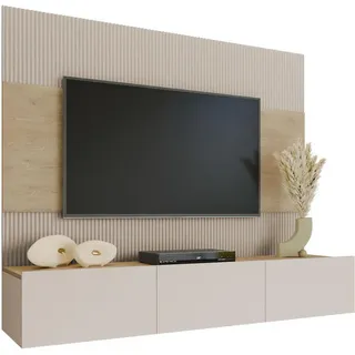 Mirjan24 Wohnwand Deromi Iii , Beige , Holzwerkstoff , 180x150x38 cm , Wohnzimmer, Wohnwände