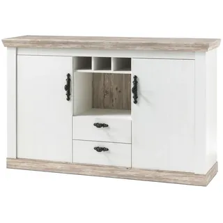 furn.design Sideboard weiß / Oslo Pinie Landhaus Kommode 168 x 104 cm Rovola