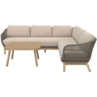 Ambia Garden Loungegarnitur , Akaziefarben, Beige , Holz, Metall, Textil , 11-teilig , Akazie , massiv , Füllung: Polyester,Polyester , einzeln stellbar , 241x230 cm , Fsc , Gartenmöbel, Loungemöbel, Loungegarnituren