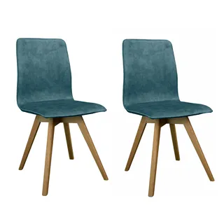 Andas Esszimmerstuhl ANDAS "Rania", blau (petrol, eiche natur), H:91cm T:55cm, Massivholz, Sperrholz, Stühle, Esszimmerstuhl, Massivholzgestell, mit Keder