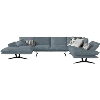 Dieter Knoll Wohnlandschaft , Blau , Metall , Echtleder , Anilinleder, Büffelleder , Uni , U-Form , 359x217 cm , Goldenes M, Dgm , Typenauswahl, Fußauswahl, Lederauswahl, Stoffauswahl, seitenverkehrt erhältlich, Hocker erhältlich, Rücken echt, individuell planbar , Wohnzimmer, Sofas & Couches, Wohnlandschaften, Wohnlandschaften in U-Form
