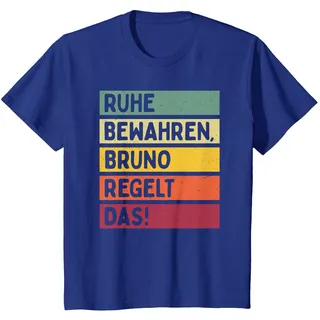 Ruhe Bewahren Bruno Regelt Das Spruch In Retro Farben T-Shirt, Kinder, Königsblau, 152