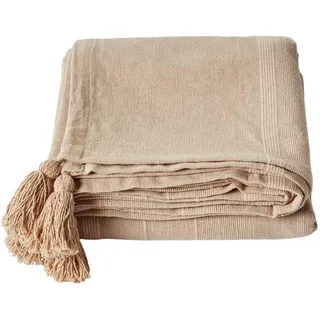 Homescapes Wohndecke Rajput 150/200 cm, 100% Baumwolle , Beige , Textil , Uni , Rechteckig , 150x200 cm , Oeko-Tex® , Heimtextilien, Bettwäsche & Leintücher, Tagesdecken
