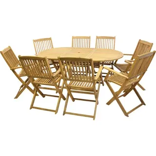 Dining-Set 8-Sitzer bestehend aus: 8 Stühle, Tisch oval Holz