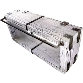 CHYRKA® Waschbeckenschrank (Weiss, 200x28 cm H=40 cm) BORYSLAW-Bad Badmöbel Waschtisch Waschbecken Hängeschrank Unterschrank Design Massivholz Loft Handmade Vintage Deco