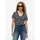 V-Neck Kurzarm-T-Shirt Blau/Ecru L