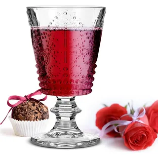 6 Weingläser mit Relief 280ml auf Fuß Rotweingläser Weißweingläser Trinkgläser