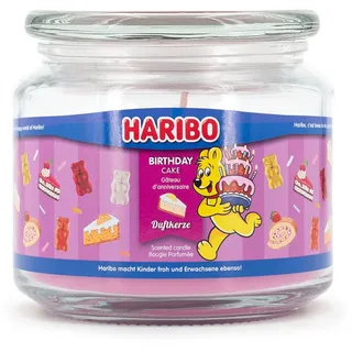 Haribo™ Duftkerze Birthday Cake, Aromakerze im Glas, 300g, 50h Brenndauer