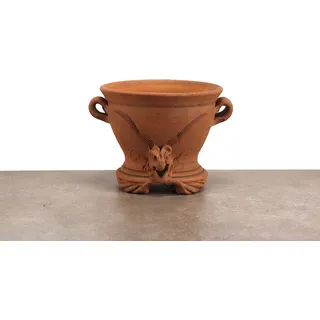 Palatina Werkstatt handgefertigte Terrakotta Schale Blumenkübel mit Henkel | Blumentopf für Garten Wohnung Terracotta Blumen (S)