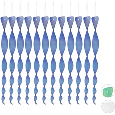 Bild von Vogelabwehr Spirale, 12er Set, reflektierend, Balkon & Garten, Windspirale, 40 cm lang, Vogelschreck, blau