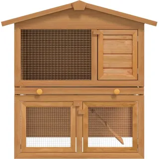 vidaXL Kaninchenstall Kleintierhaus Hasenstall 3 Türen Holz - Braun