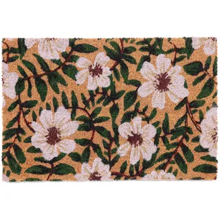 Relaxdays Fußmatte Kokos, Türvorleger Blumen, 60 x 40 cm, rutschfest, wetterfest, Fußabstreifer innen & außen, bunt