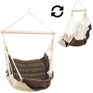 MacaMex SoftChair Terra  Hängesessel gepolstert braun-creme wetterfest Hängestuhl