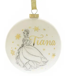 Disney Princess 80mm Weihnachtskugel Gold Glitzer Funkeln - Tiana