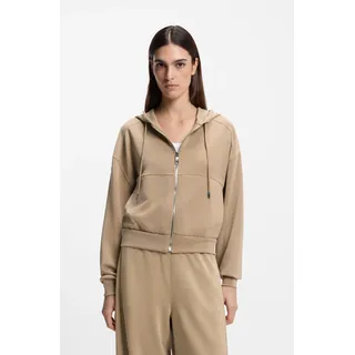 Kapuzensweatjacke BOSS ORANGE "Elijak Premium Damenmode", Damen, Gr. L (40), rust, copper 222, Sweatware, Obermaterial: 52% Modal, 46% Polyester, 2% Elasthan, unifarben, oversize normal, hoch geschlossener Ausschnitt, angesetztes Bündchen, Sweatjacken Kapuzensweatjacke, im Oversized Fit