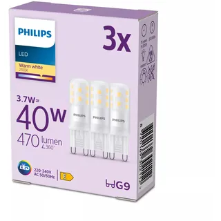 Philips LED-Lampe 470lm 3,7W G9 warmweiß 3 St.