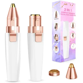 anyface Augenbrauen Trimmer, 2 in 1 USB Augenbrauenrasierer Elektrisch und Gesichtshaarentferner für Frauen, Schmerzfreie Augenbrauen Epilierer Damen Für Körper Gesichtshaare Lippen Kinn, mit LED-Licht