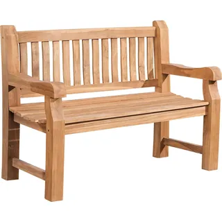 CLP Teakbank Jackson V2 Gartenbank mit Rückenlehne wetterfest stabil massiv,teak 120 cm - Braun
