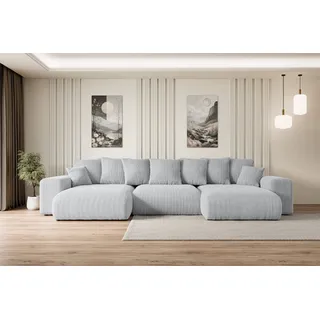altdecor Ecksofa mit Schlaffunktion und Bettkasten Corner Sofa Eckcouch Couch U-Form universal, links/rechts angeordnet Schlafcouch Ausziehbar Wohnlandschaft ESKAR-U -364x176x72 cm Grau - Grau