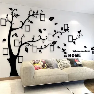 Wandtattoo Baum 3D DIY Wandaufkleber Family Stammbaum Fotowand Baum Wandtattoo Wall Sticker mit Bilderrahmen Foto Wandsticker Wanddeko Deko Wohnzimmer Schlafzimmer