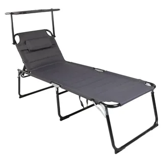 Linder Exclusiv Gartenliege XXL mit Baldachin Grau - Grau