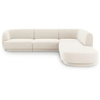 Micadoni Ecksofa rechts Miley aus Samt leichtes beige 6 Sitzplätze , Beige , Textil , L-Form , 255x248 cm , Hergestellt in Europa, Oeko-Tex® , Wohnzimmer, Sofas & Couches, Wohnlandschaften, Ecksofas