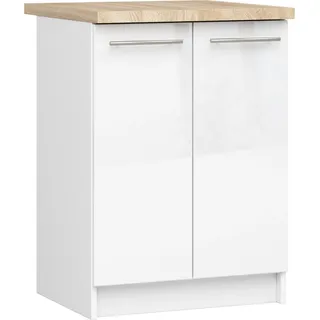 Akord Küchenschrank Oliwia 2-Türig Mit Einlegeboden Weiß/Weiß Hochglanz 60X46X85 Cm - Weiß