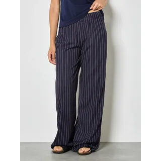 Apricot Leinenhose "Breite Hose aus Leinenmischung" mit Nadelstreifen, navy