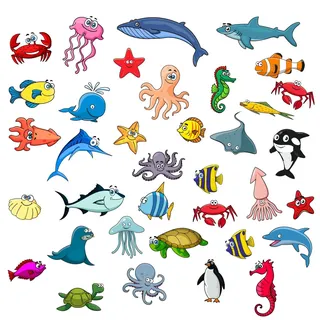 Lernen Kinder Sealife Fische Badezimmer Wandaufkleber Kinder Decals Grafik Dekoration Cartoon Octopus Spiele 34pcs