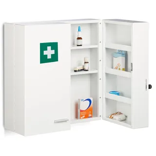 Relaxdays Medizinschrank Stahl, HBT: 53 x 53 x 21,5 cm, weiß