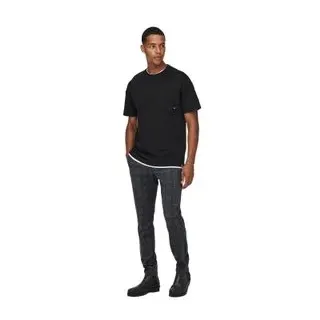 Only & Sons ONSMARK Slim Check Chinohose Schwarz 31 30