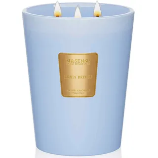 M&SENSE Duftkerze im Glas groß Leinen Brise 3-Docht Kerze 990g 150 std. Brenndauer natürliche Aromatherapie Kerze stark duftende lang anhaltende Entspannung Heim Deko Geschenk für sie