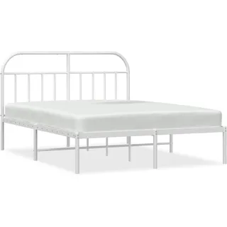 vidaXL Bettgestell mit Kopfteil Metall Weiß 160x200 cm - Weiß