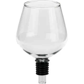 Ein Glas in eine Weinflasche geschraubt, witzig als Geschenk, rot oder weiß - Grau