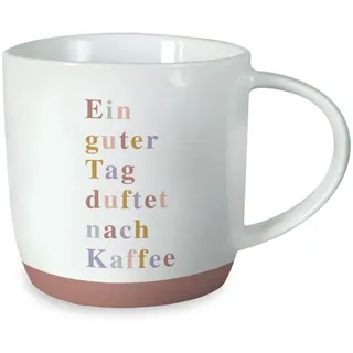Grafik-Werkstatt Kaffeetasse mit Spruch 300 ml Porzellan Tasse Ein guter Tag, Bunt