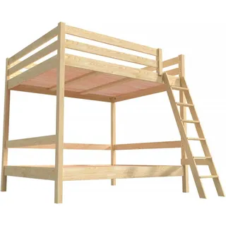 Etagenbett 2-Sitzer 140x200 für Erwachsene Treppe Holz Sylvia - Naturlack