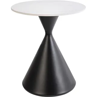 BELIANI Beistelltisch Weiß / Schwarz Sinterstein ø 50 cm Rund Modernes Design Metallgestell Wohnzimmer Kaffeetisch - Schwarz, Weiß