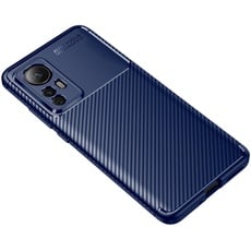 Cruzerlite Case für Xiaomi Mi 12 hülle, Carbon Fiber Texture Design Cover Anti-Scratch Shock Absorption Case Schutzhülle für Xiaomi Mi 12 (2022) (Carbon Blue)