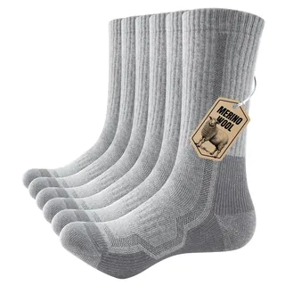 PULIOU Merino Socken Thermosocken Herren Damen Wandersocken Dicke Merinowolle Outdoor Trekkingsocken Anti-Blasen Arbeitssocken Wintersocken,3 Paar