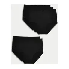 Womens M&S Collection 5er-Pack Taillenslips aus Baumwolle mit Lycra® - Black, Black, UK 14 (EU 42)
